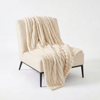 SOGA 150x200cm Cream Flannel Polyester Throw Blanket