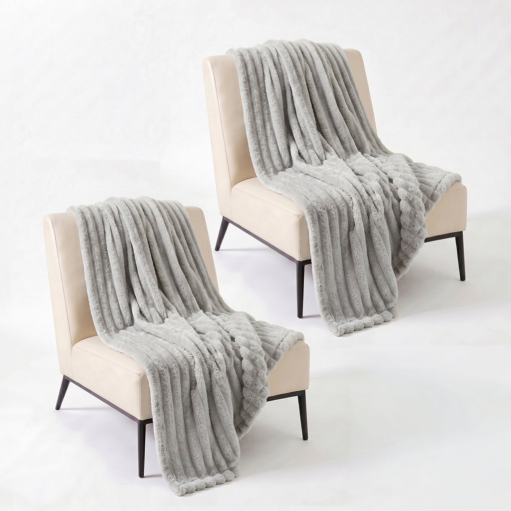 SOGA 2X150x200cm Silver Flannel Polyester Throw Blanket