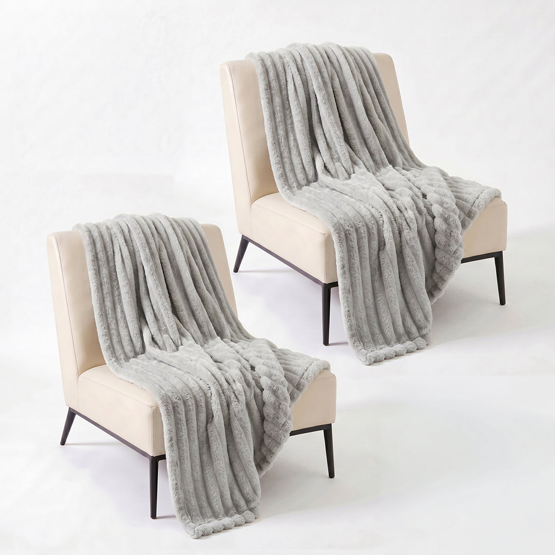 SOGA 2X150x200cm Silver Flannel Polyester Throw Blanket