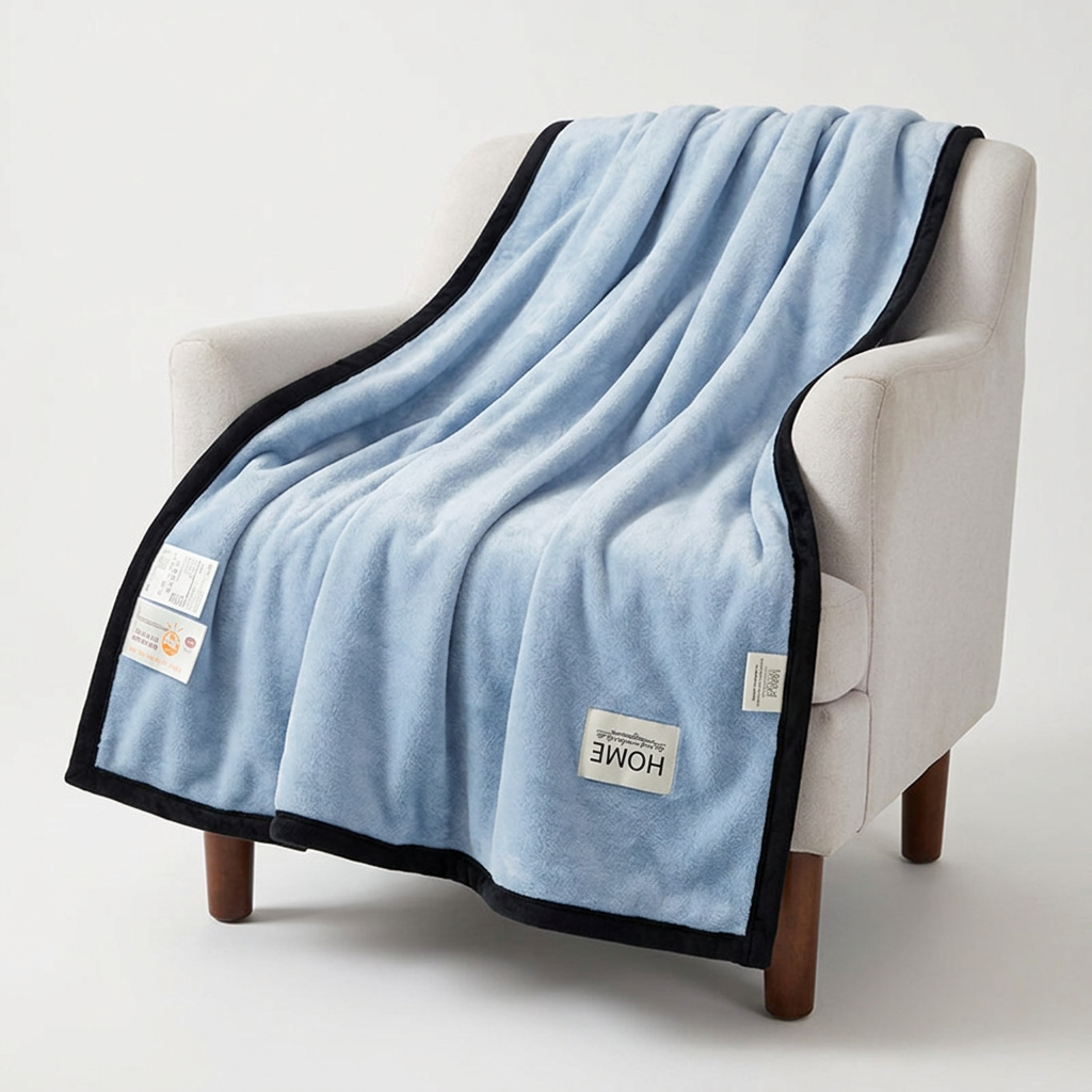 SOGA 230x200cm Blue Flannel Polyester Throw Blanket
