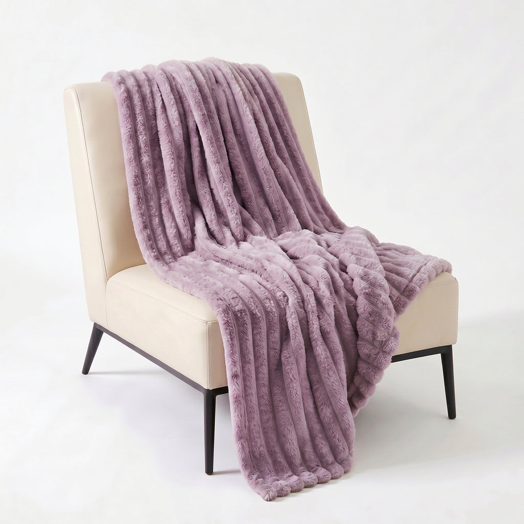 SOGA 230x200cm Purple Flannel Polyester Throw Blanket