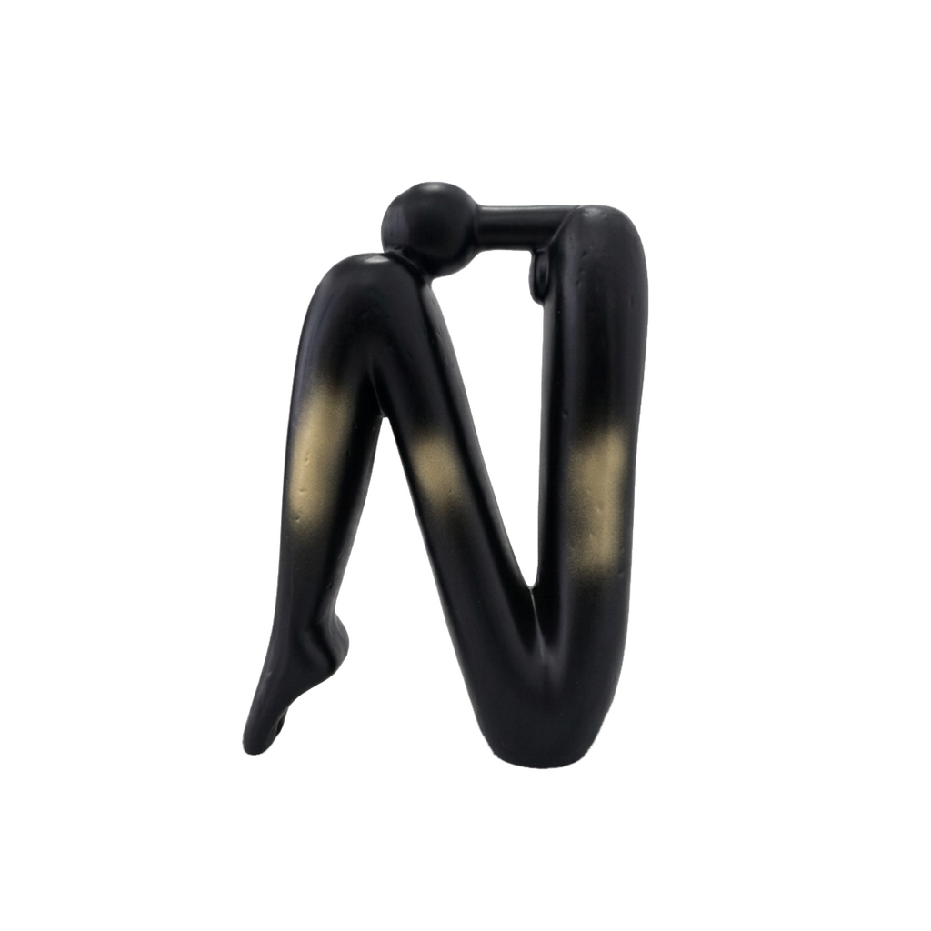 SOGA Black Gold Ceramic Ornament Modern Home Decor Set (13x6x20cm & 10x5x28cm)