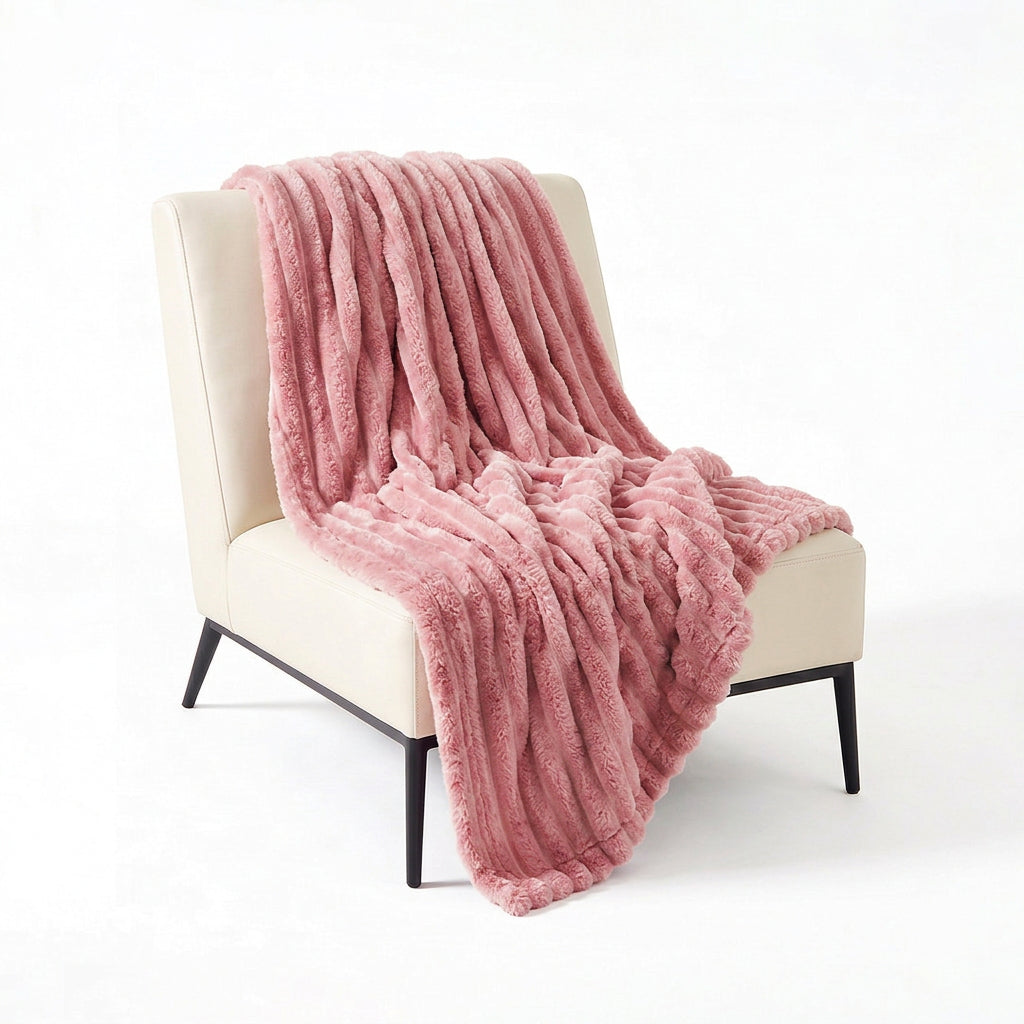 SOGA 150x200cm Pink Flannel Polyester Throw Blanket