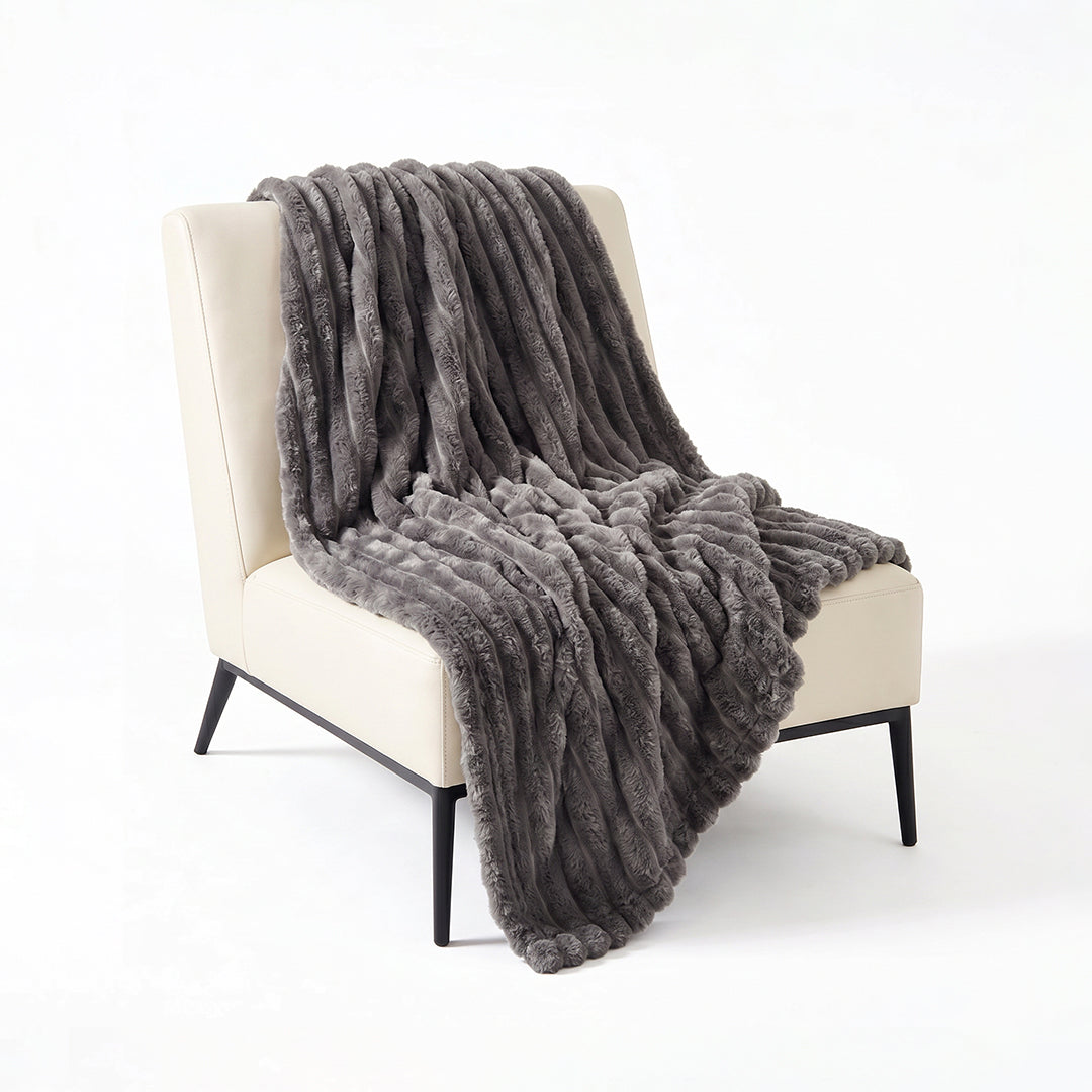 SOGA 150x200cm Grey Flannel Polyester Throw Blanket