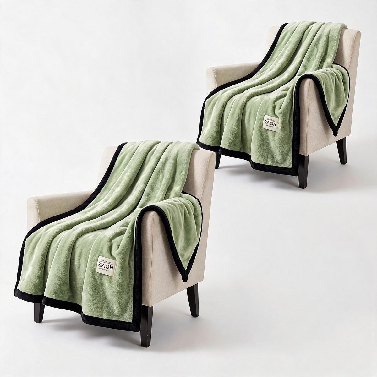 SOGA 2X 230x200cm Green Flannel Polyester Throw Blanket