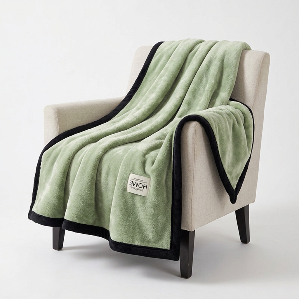 SOGA 230x200cm Green Flannel Polyester Throw Blanket