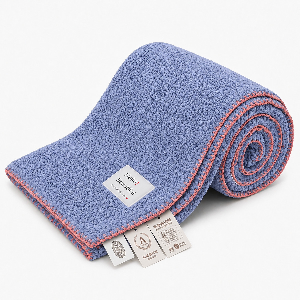SOGA 230x200cm Dusty Blue Flannel Polyester Throw Blanket