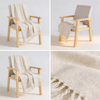 SOGA 2X Beige Polyester Throw Blanket Soft Cozy Sofa Bed