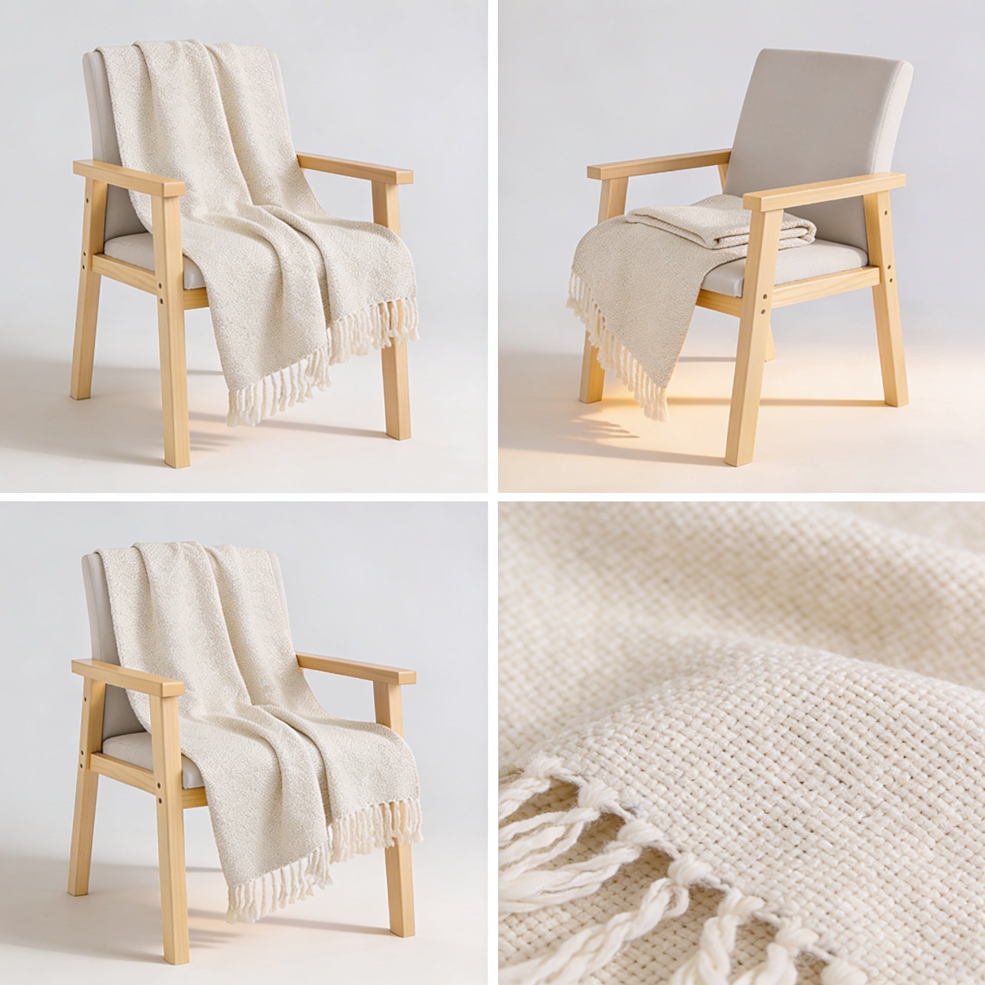 SOGA 2X Beige Polyester Throw Blanket Soft Cozy Sofa Bed