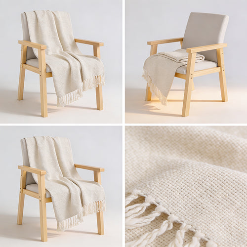 SOGA 2X Beige Polyester Throw Blanket Soft Cozy Sofa Bed