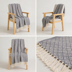 SOGA 2XGrey Throw Blanket 127x170cm Soft Polyester Cozy Sofa Bed