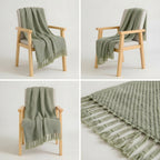 SOGA Sage Green Polyester Throw Blanket 45x35x12cm Soft Cozy Sofa Bed
