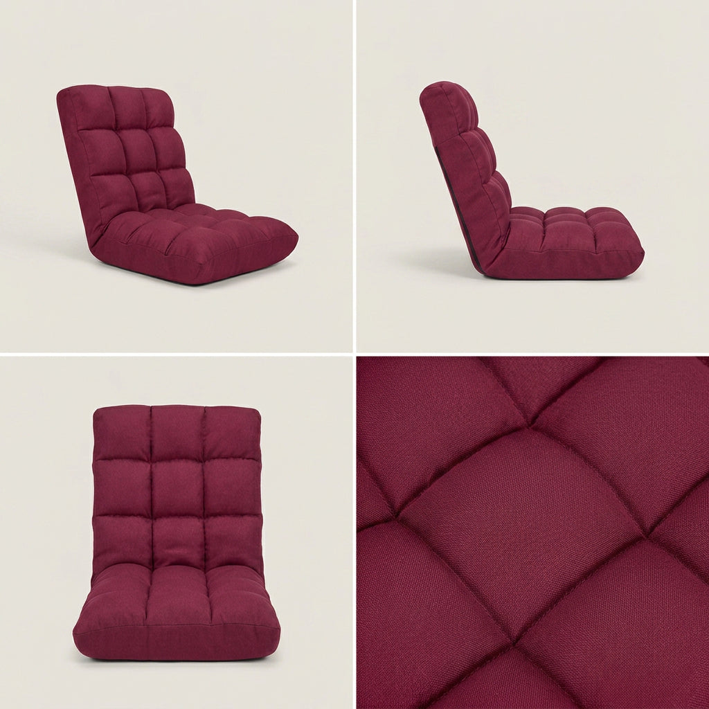 SOGA 2X Burgundy Flannel Lounge Chair Cushion Soft Comfortable Seat Pad
