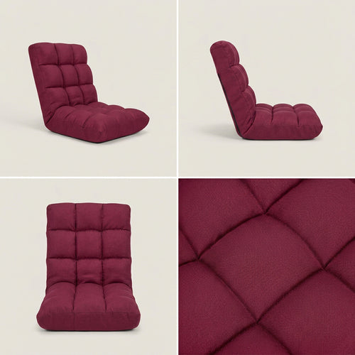 SOGA 2X Burgundy Flannel Lounge Chair Cushion Soft Comfortable Seat Pad