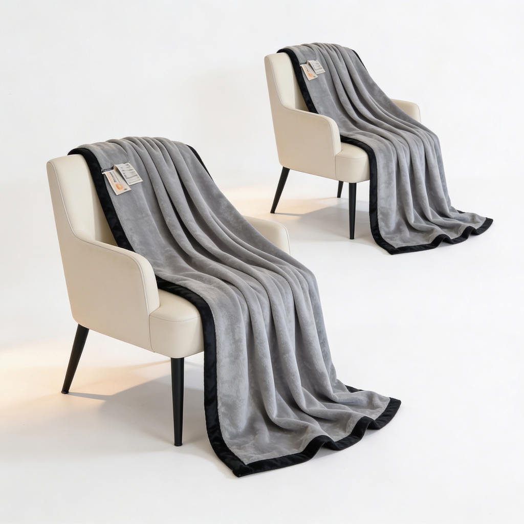 SOGA 2X 230x200cm Silver Flannel Polyester Throw Blanket