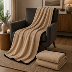 SOGA 2X 230x200cm Biege Flannel Polyester Throw Blanket
