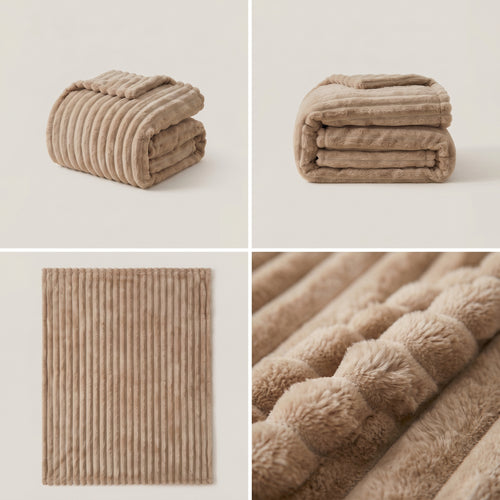 SOGA 230x200cm Light Coffee Flannel Polyester Throw Blanket