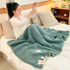 SOGA 2X 230x200cm Grayish-green Flannel Polyester Throw Blanket