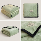 SOGA 2X 230x200cm Green Flannel Polyester Throw Blanket