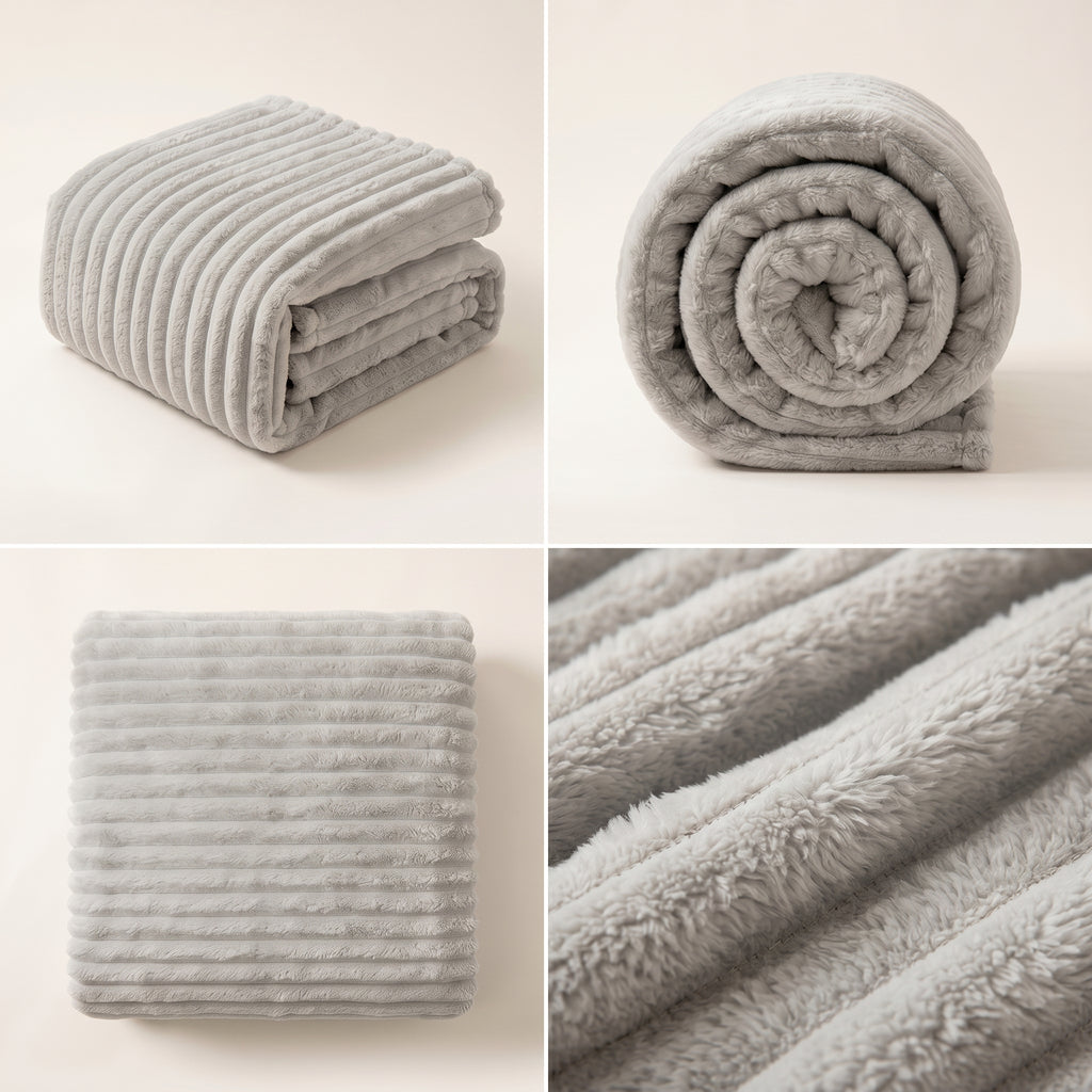 SOGA 2X150x200cm Silver Flannel Polyester Throw Blanket