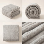 SOGA 2X150x200cm Silver Flannel Polyester Throw Blanket