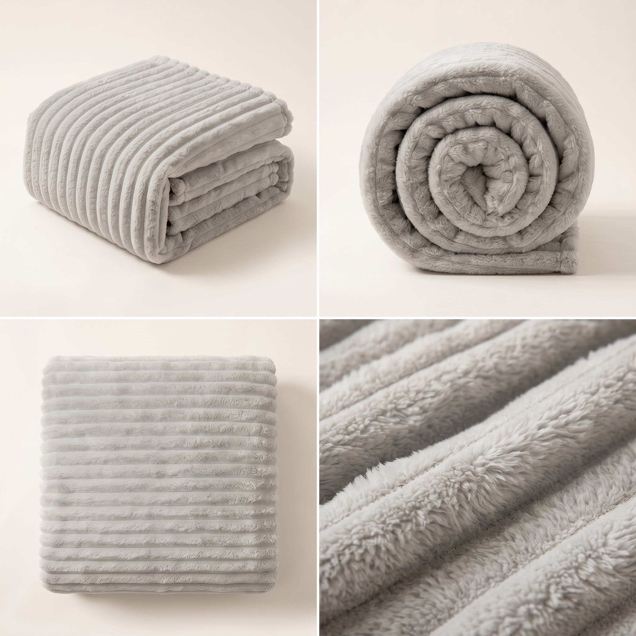SOGA 2X150x200cm Silver Flannel Polyester Throw Blanket