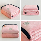 SOGA 230x200cm Pink Flannel Polyester Throw Blanket