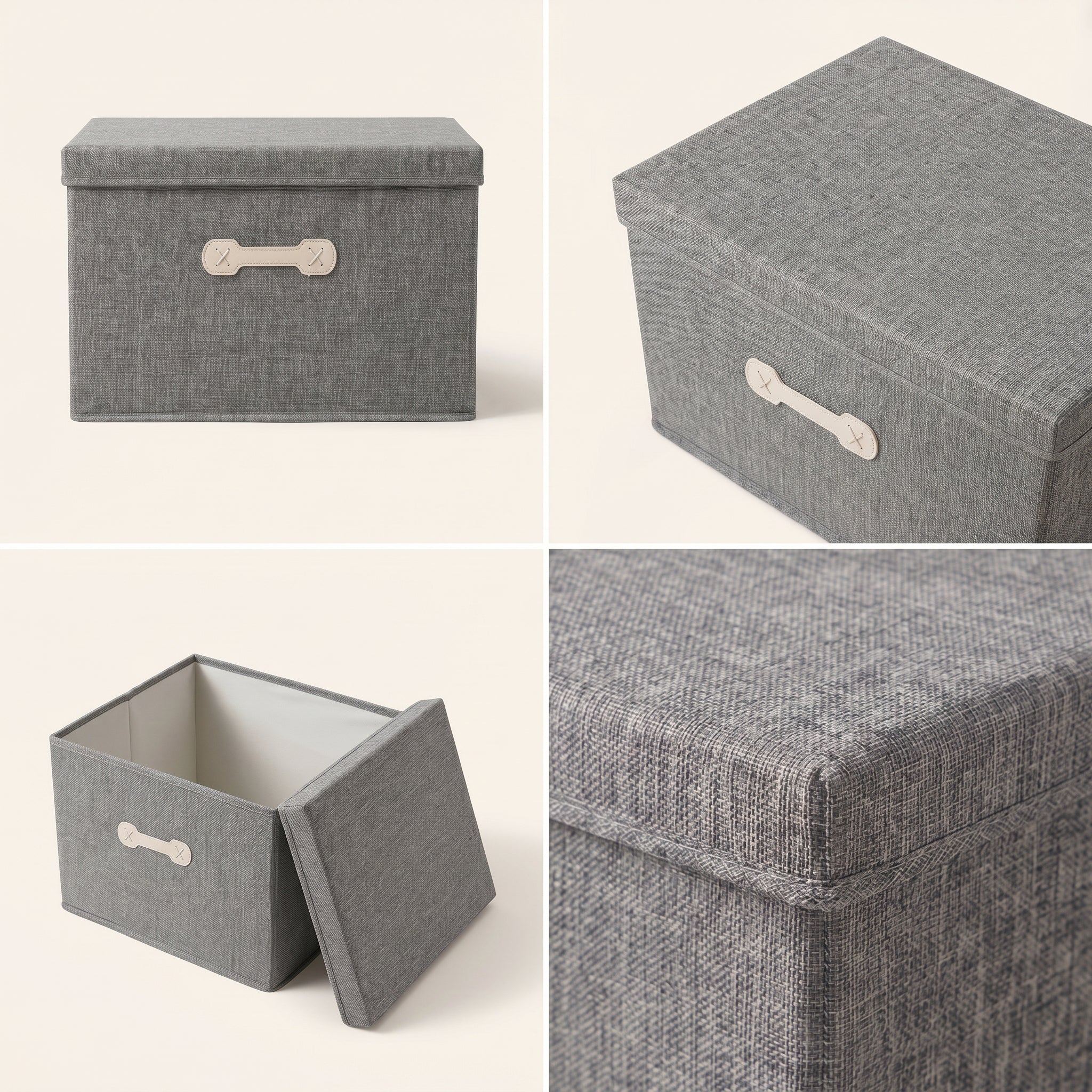 SOGA (50x40x30cm) Grey 60L Fabric Storage Box Organizer