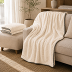 SOGA 2X 230x200cm Peach Flannel Polyester Throw Blanket