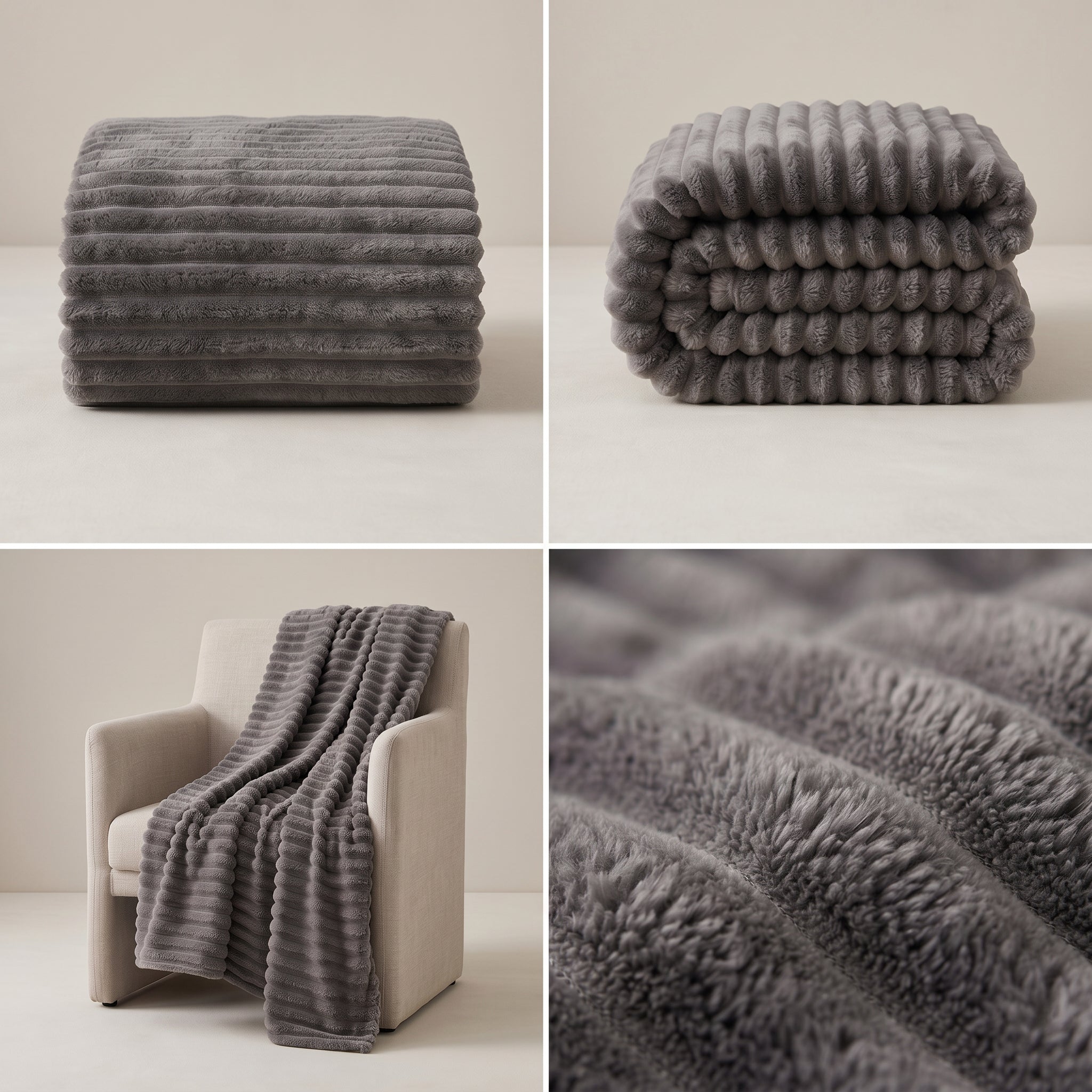 SOGA 150x200cm Grey Flannel Polyester Throw Blanket