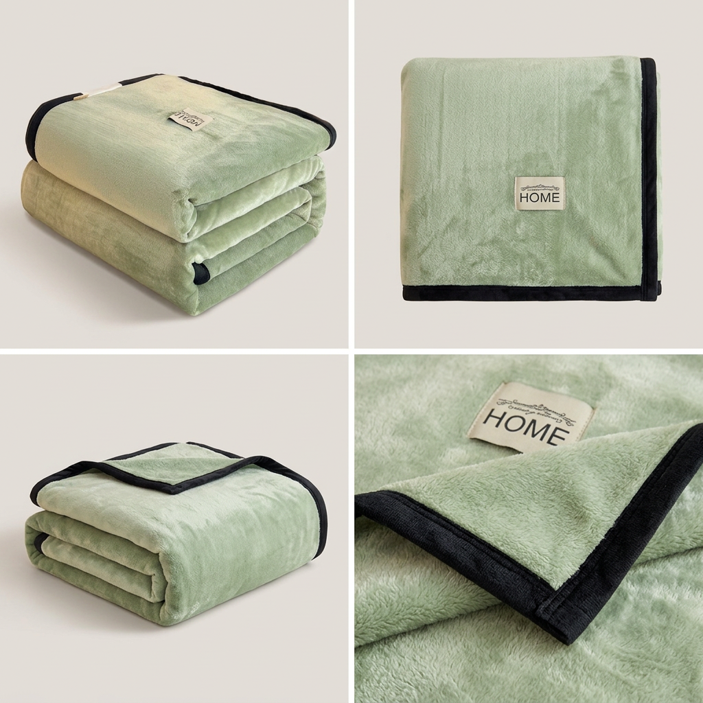 SOGA 230x200cm Green Flannel Polyester Throw Blanket