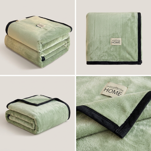 SOGA 230x200cm Green Flannel Polyester Throw Blanket
