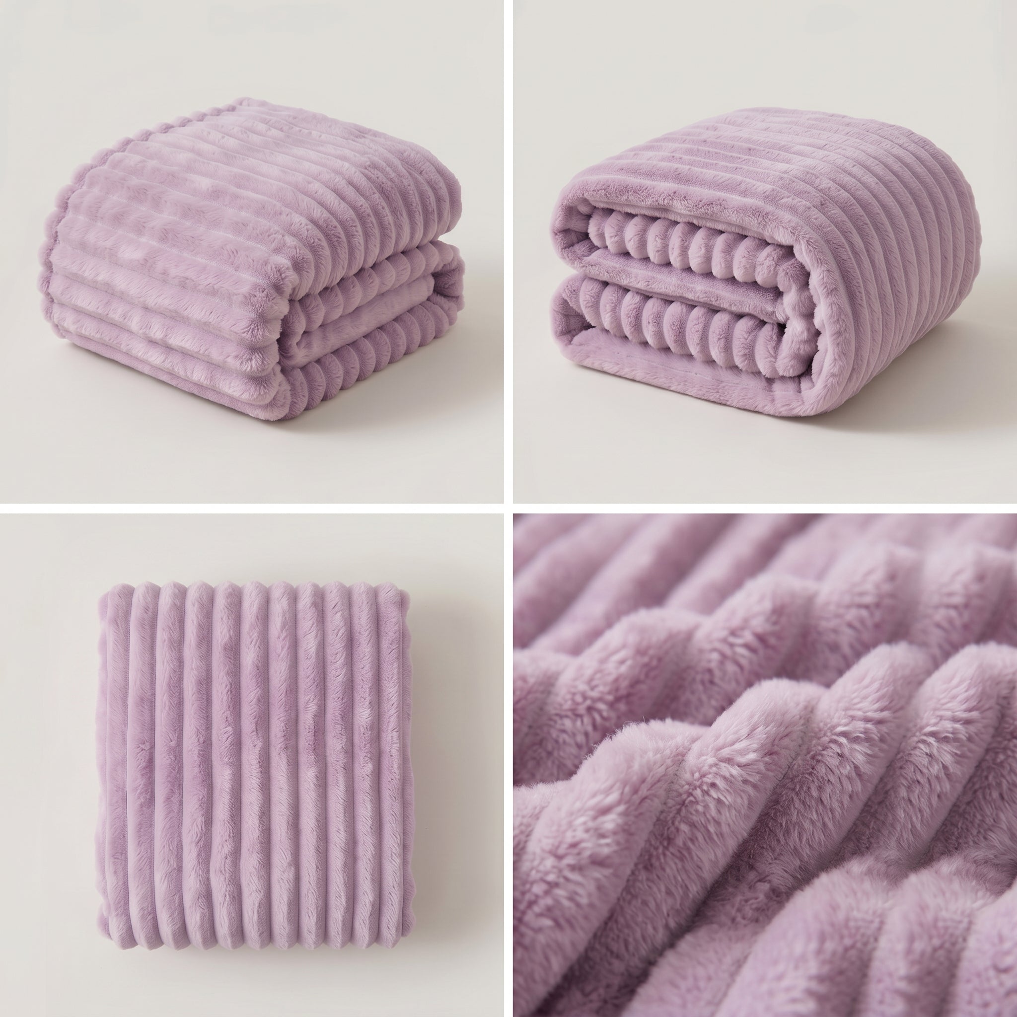 SOGA 230x200cm Purple Flannel Polyester Throw Blanket