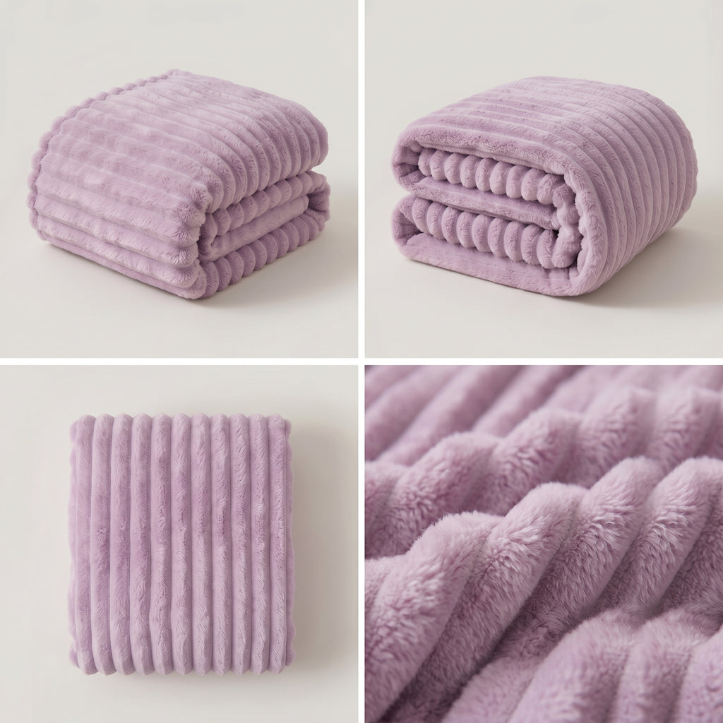 SOGA 2X 230x200cm Purple Flannel Polyester Throw Blanket