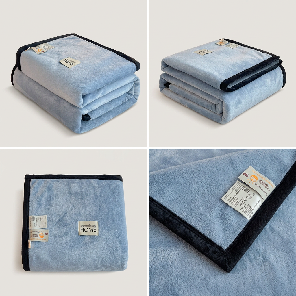 SOGA 2X 230x200cm Blue Flannel Polyester Throw Blanket