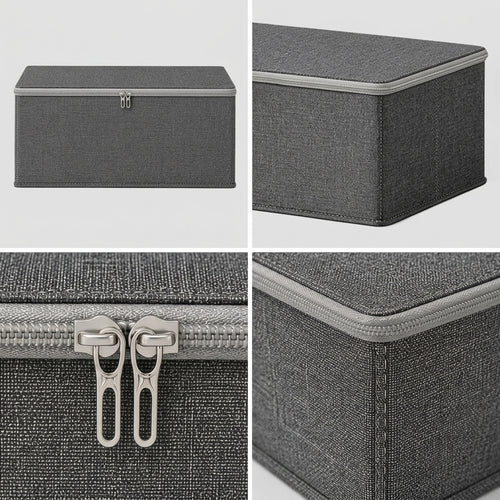 SOGA (30x20x13cm) Grey Fabric Storage Box Home Organizer (Small)