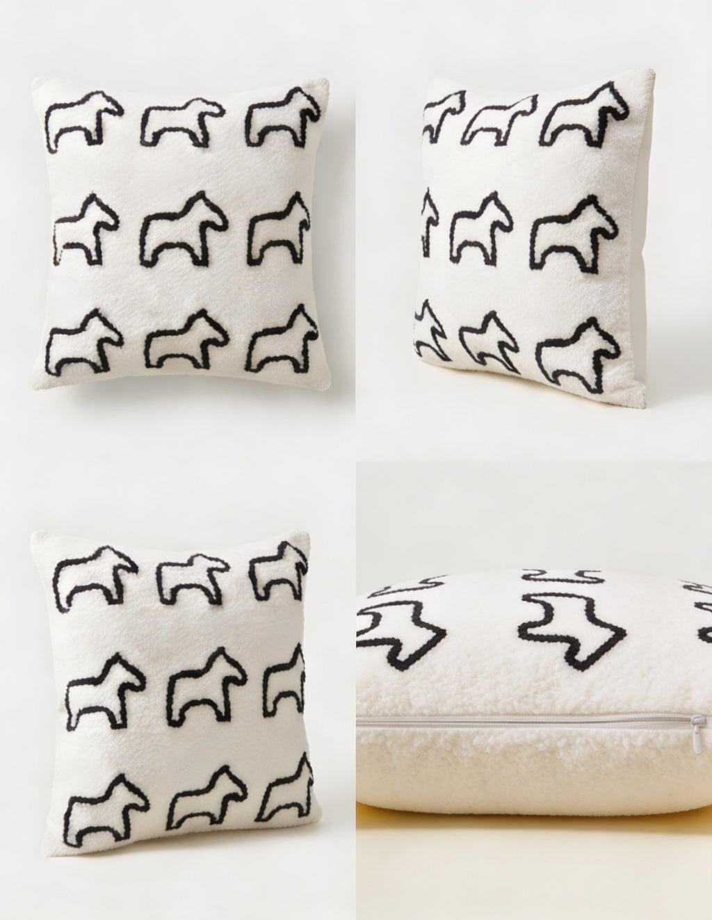 SOGA 2X 45cm Throw Pillow White Teddy Fleece Square Pony Design Decorative Cushion for Living Room