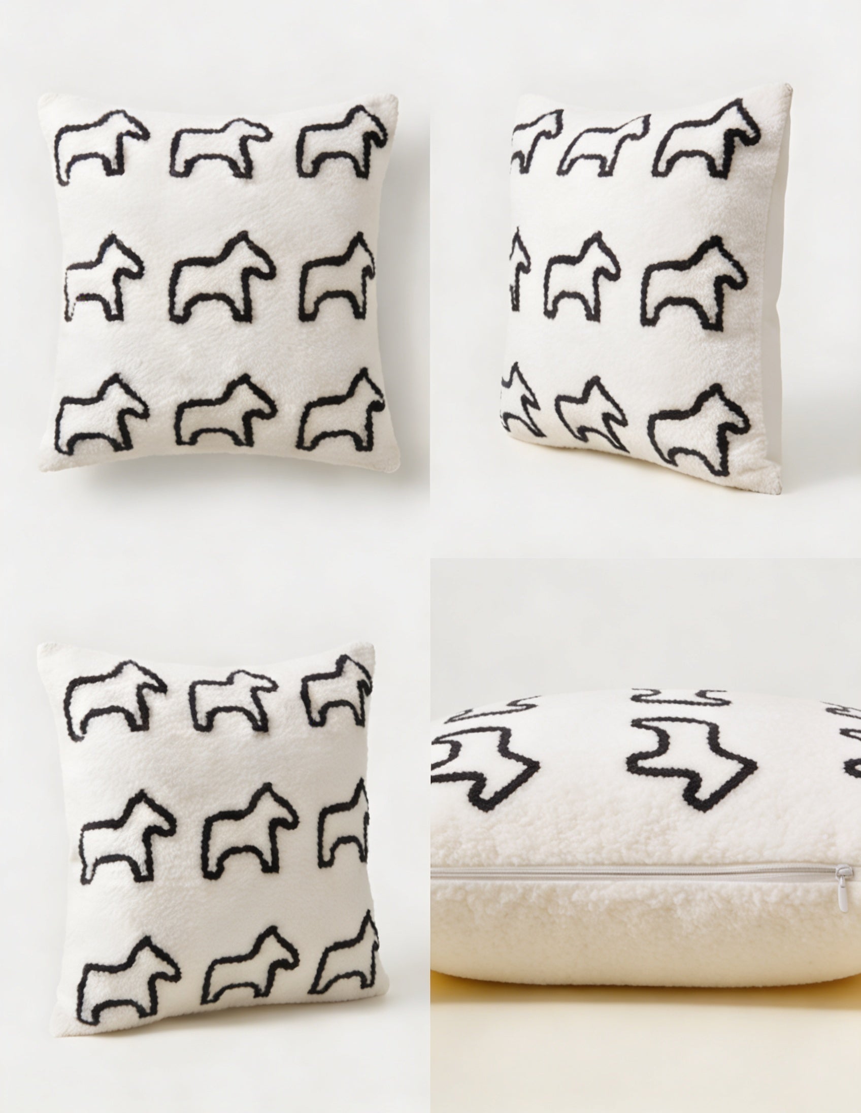 SOGA 2X 45cm Throw Pillow White Teddy Fleece Square Pony Design Decorative Cushion for Living Room