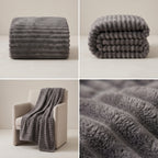 SOGA 230x200cm Grey Flannel Polyester Throw Blanket