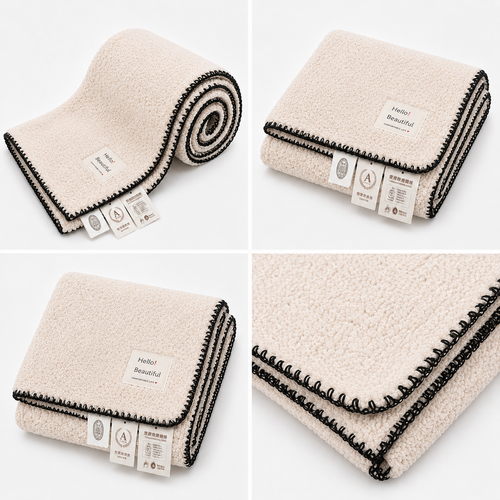 SOGA 230x200cm Peach Flannel Polyester Throw Blanket