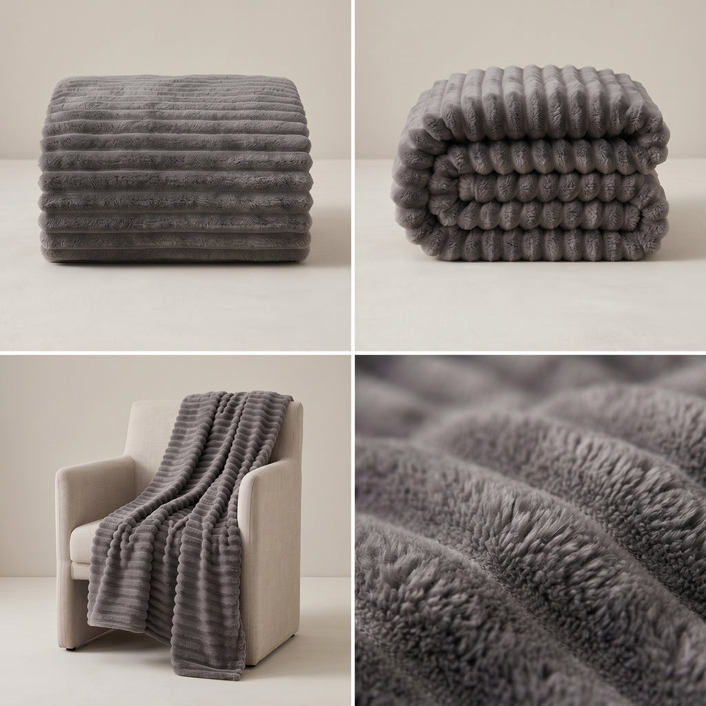 SOGA 2X 150x200cm Grey Flannel Polyester Throw Blanket