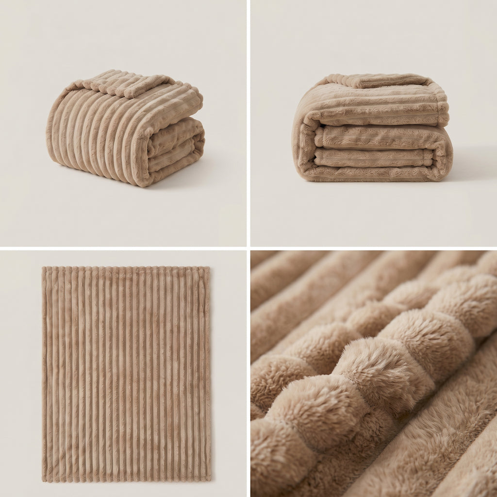 SOGA 150x200cm Light Coffee Flannel Polyester Throw Blanket