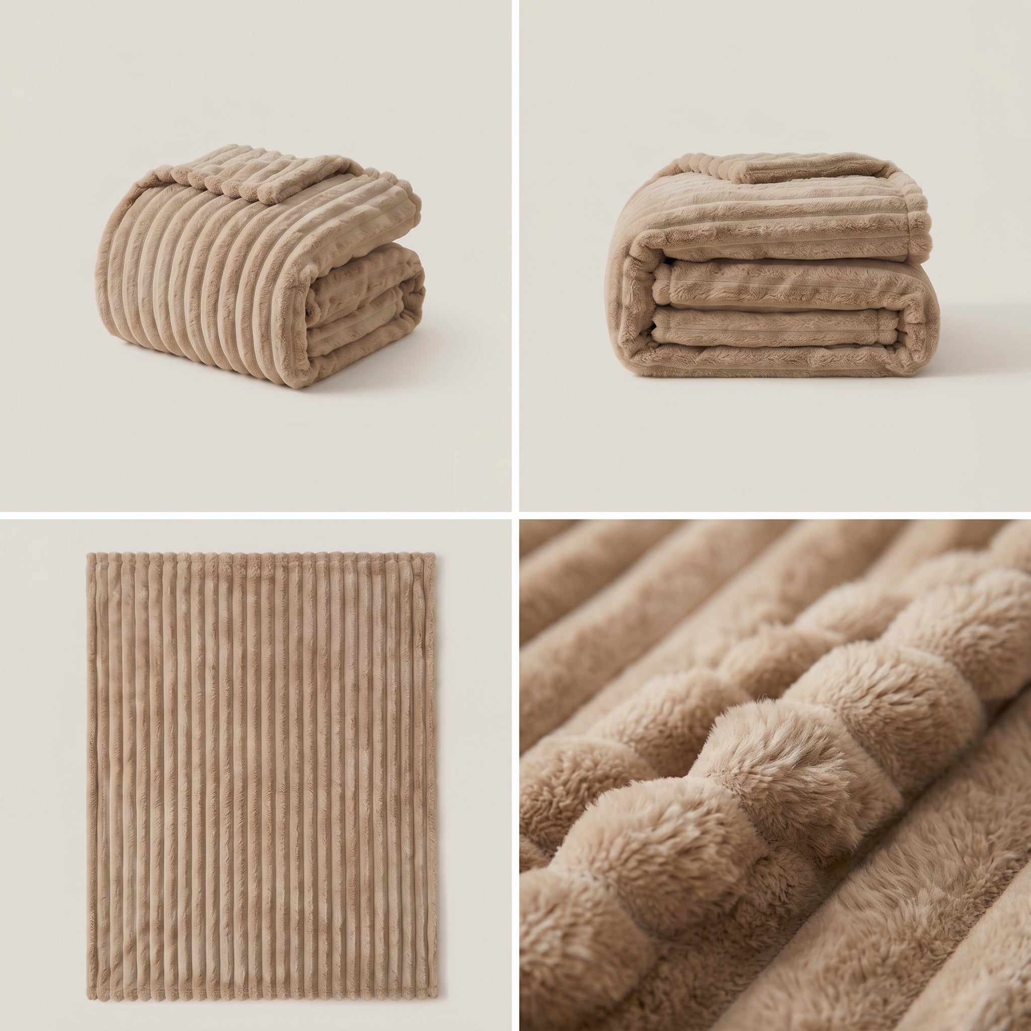 SOGA 150x200cm Light Coffee Flannel Polyester Throw Blanket