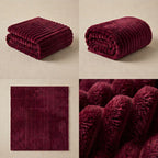 SOGA 2X 150x200cm Burgundy Flannel Polyester Throw Blanket
