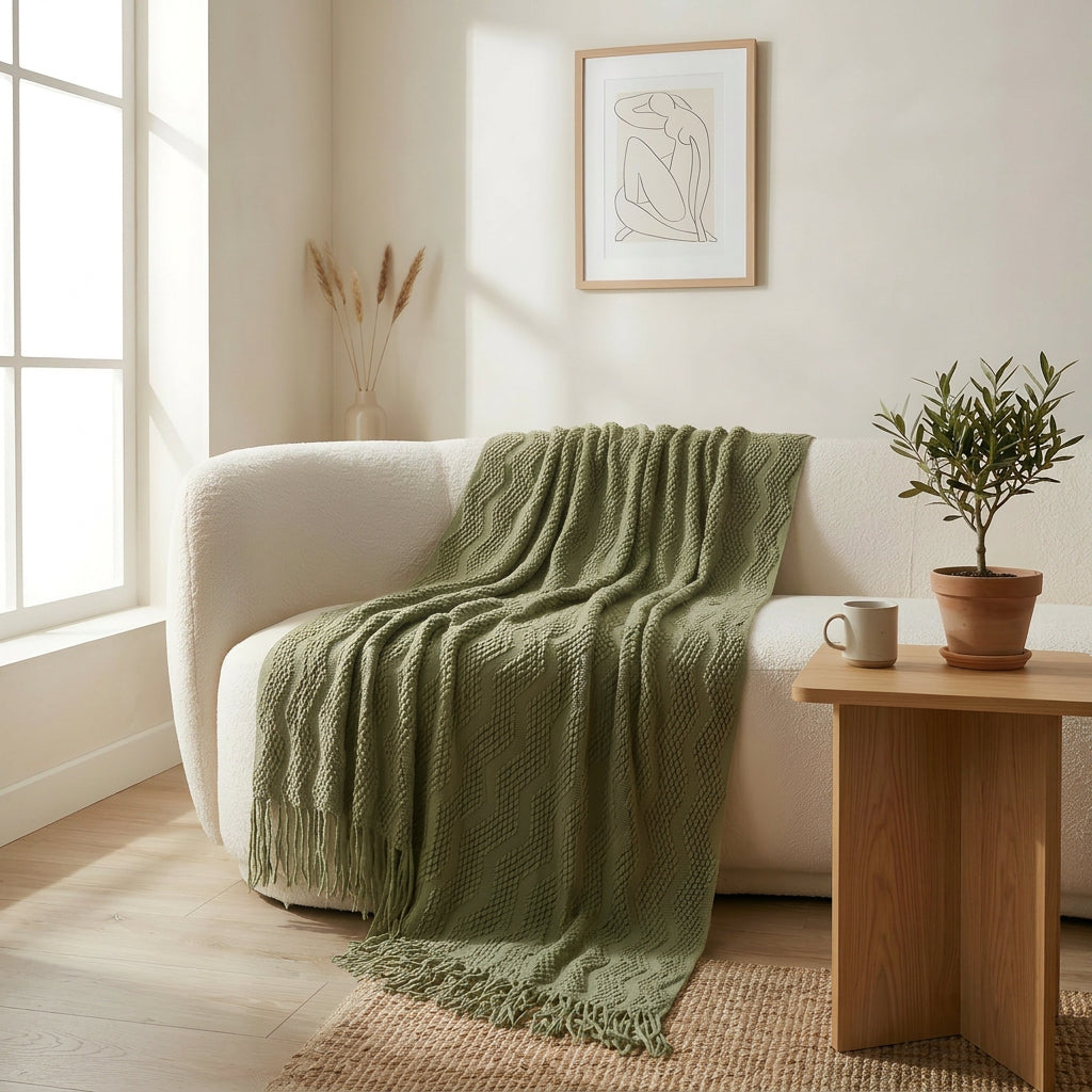 SOGA 2X Green Polyester Throw Blanket Soft Cozy Sofa Bed