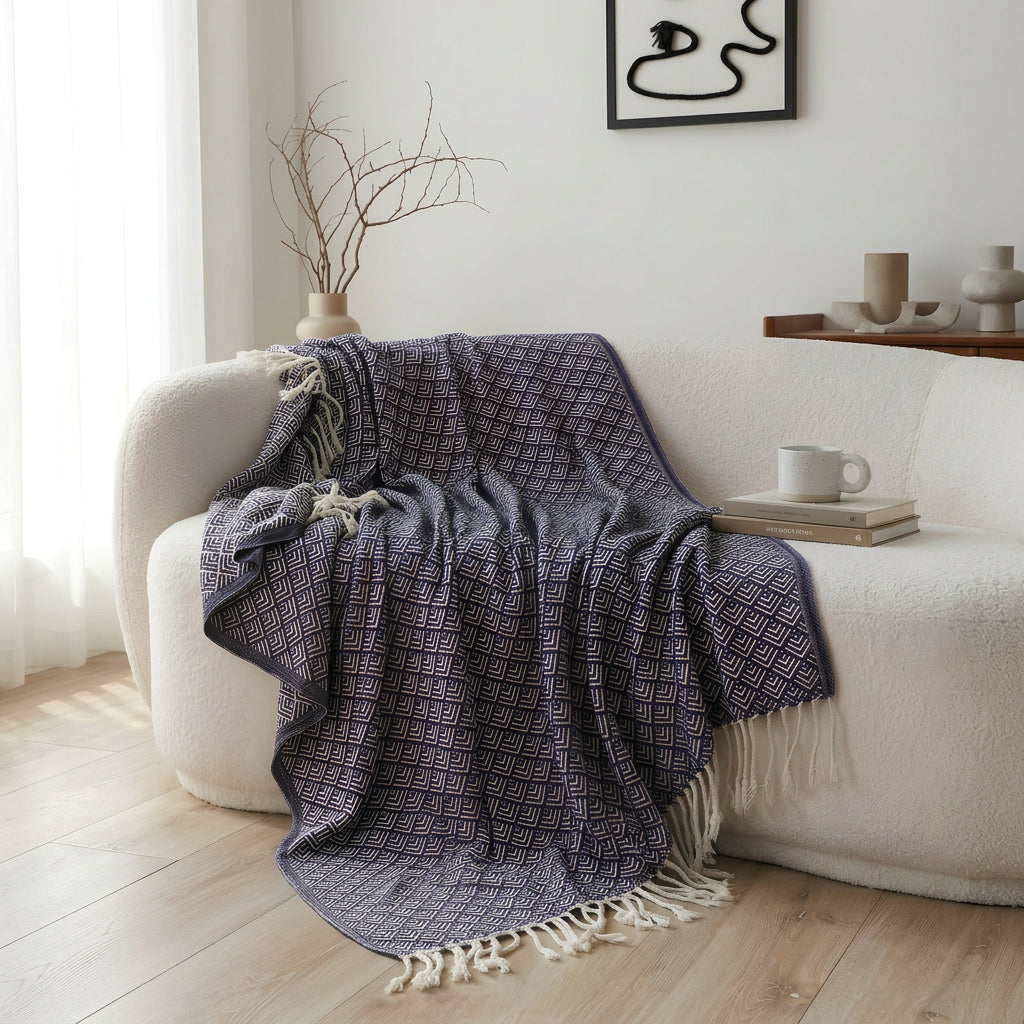 SOGA 2X Deep Navy Throw Blanket 127x170cm Soft Polyester Cozy Sofa