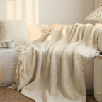 SOGA Beige Polyester Throw Blanket Soft Cozy Sofa Bed