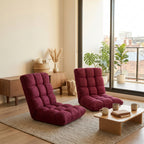 SOGA 2X Burgundy Flannel Lounge Chair Cushion Soft Comfortable Seat Pad