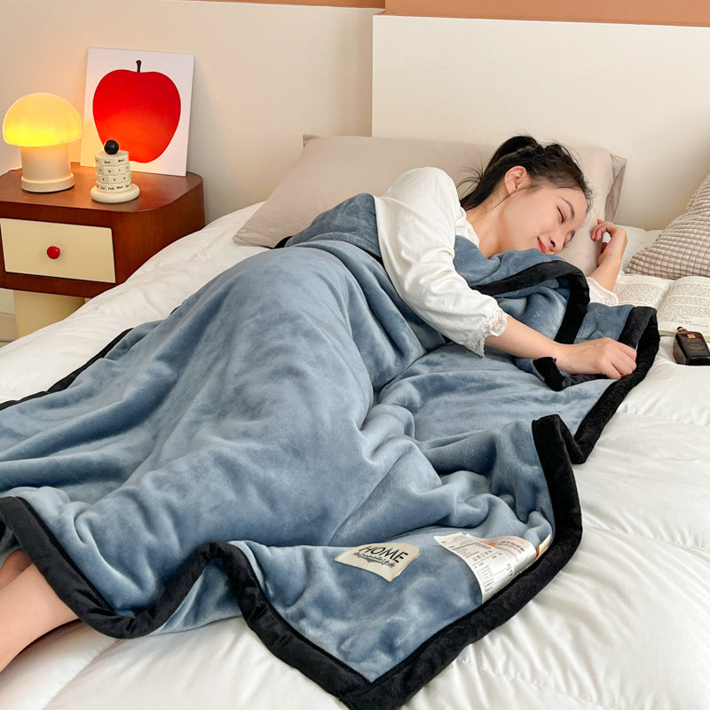 SOGA 2X 230x200cm Blue Flannel Polyester Throw Blanket