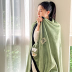 SOGA 2X 230x200cm Green Flannel Polyester Throw Blanket
